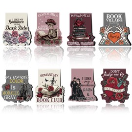 Dark Romance Magnetic Bookmarks: 8 Pcs Gothic Skeleton Magnet Book Marks, Dark Romance Merch, Romantasy Page Markers Clips, Bookish Gifts Reading Women Book Lovers