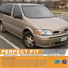 WEELMOTO Pair Headlights For 1997-2005 Chevy Venture Pontiac Montana Halogen - Chrome, Left + Right Side