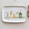 Creative Co-Op Stoneware Platter with Holiday Cocktails and Gold Electroplating,