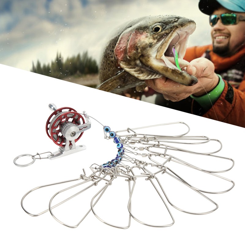 Fish Stringer Live Fish Lock with Reel Float Steel Wire