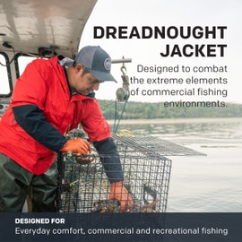 Grundéns Dreadnought Jacket - Waterproof and Wind Resistant Jacket, All Weather Commercial Fishing Jacket, Medium Duty, Anchor, Medium