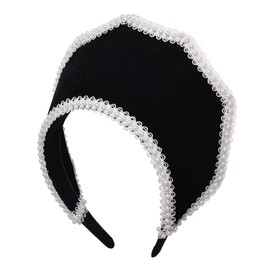 Renaissance Elizabethan Tudor Queen Royal Coronet Hooded Hat for Women Anne Boleyn Headband Victorian Headpiece (Black)