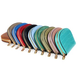 AOSSTA Women Small Purse with Card Holder and Coin Purse Women Croc Leather Mini Card Holder with RFID (Red)