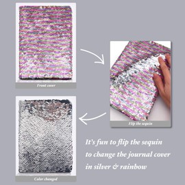 GINMLYDA Sequin Secret Diary for Girls, 8.5x5.5 Inch 160 Lined Page Rainbow Reversible Sequin Kids Journal for Teenage Boys & Girls Notebook Gifts for Girls Birthday Presents 6 7 8 9 10 Years Old