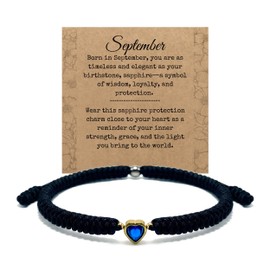 LAMIBEE Birthstone Bracelet, 12 Months Tibetan Luck Protection Wrap Bracelet, Adjustable Surfer String Gift for Him Her, Friend, Grandma, Mom, Inspirational Jewelry (September - Sapphire)