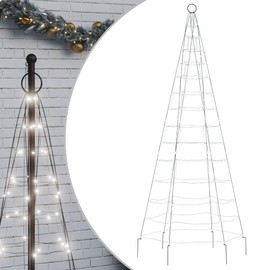 vidaXL Christmas Tree Light - LED Fairy on Flagpole - 200 LEDs - Cold White - Decorative Outdoor Christmas Light