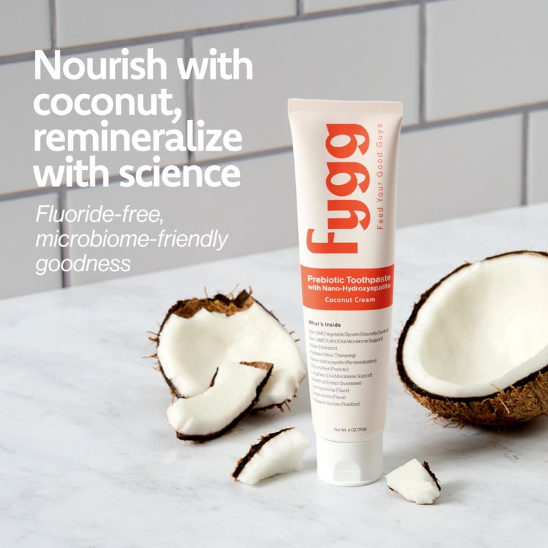 Fygg Fluoride-Free Toothpaste with Prebioitics – Coconut Cream Flavor (4oz)