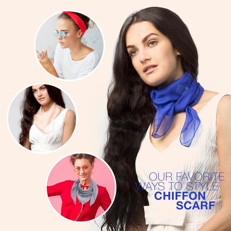 Basic Sense Square Chiffon Scarf Retro Lightweight Neck Scarves Bandana