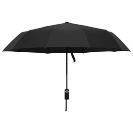 vidaXL Folding Umbrella Automatic Portable Fibreglass Ribs Metal Poles Pocket Umbrella Hiking Umbrella Partner Umbrella Black 104 cm