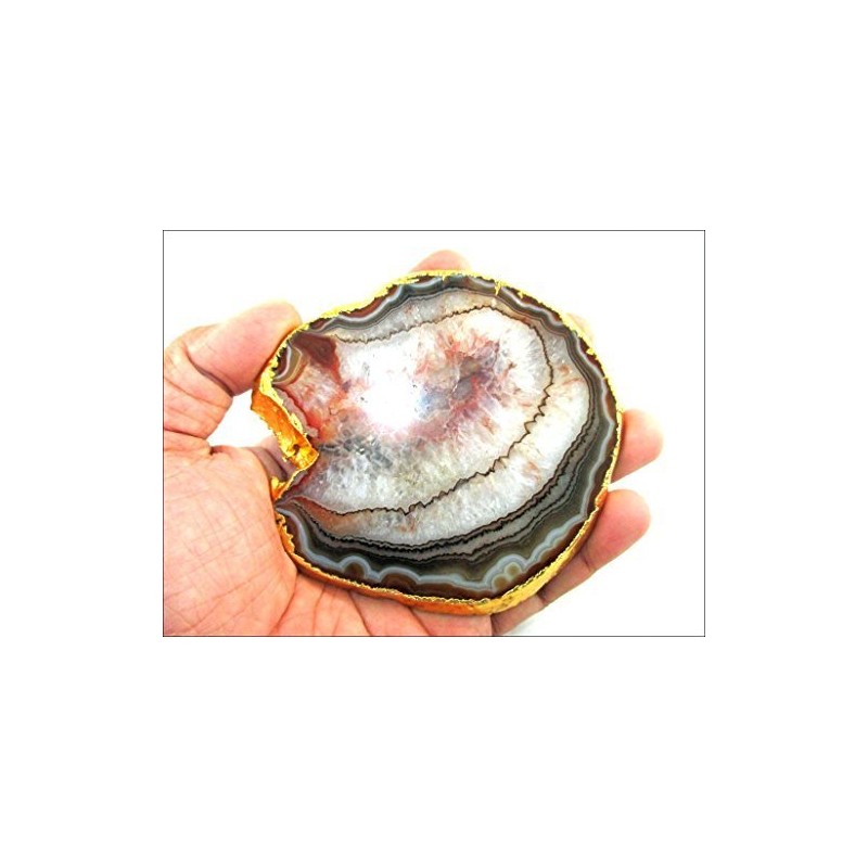 Jet International Gold Plated Agate Slice Coaster Single (1) Piece