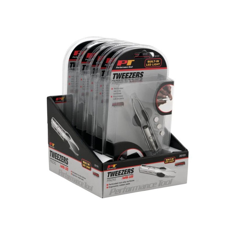 Performance Tool 20191 Tweezers with LED Light,