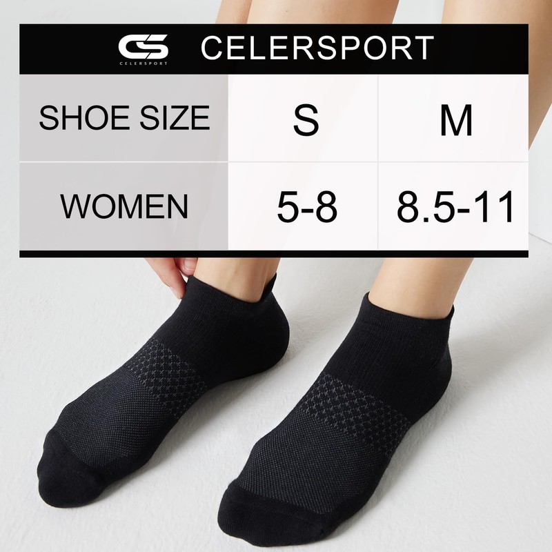 CS CELERSPORT 5 Pairs Women's Ankle Running Socks Cushioned Athletic