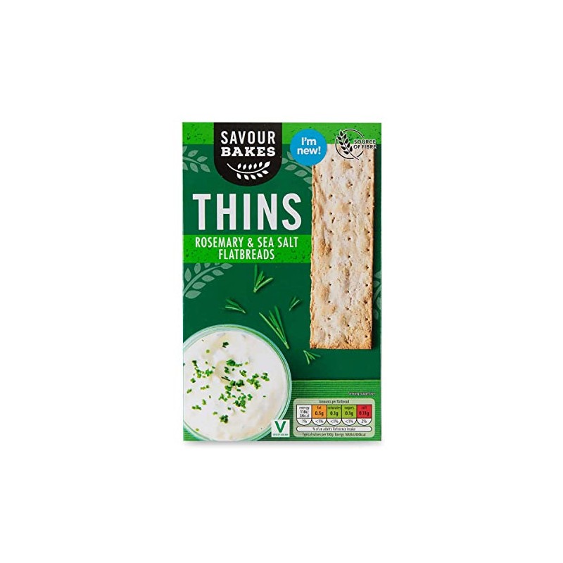 Ryvita Thins Rosemary & Sea Salt Flatbreads, 125g