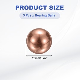 uxcell 5pcs Bearing Balls, Precision 12mm Diameter Pure Copper Bearing Ball Pure Copper Ball Sphere for Machine Auto DIY ( T2 Copper)