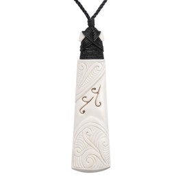 81stgeneration Women's Men's Hand Carved Bone Large Engraved Koru Moari Toki Pendant Necklace