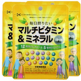 国内製造【妊活サプリに！2粒に葉酸400㎍】「マルチビタミン＆ミネラル サプリメント」 12種類のビタミン＆５種類のミネラル （約30日分）3袋