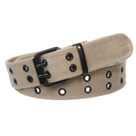 Double Hole Grommets Canvas Web Belt, Khaki | 5xl (47"~49" waist)