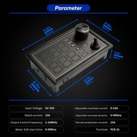 DC 5V-35V/10A PWM Electric Motor Speed Controller,5V/9V/12V/24V Adjustable Speed Regulator Generator,LED Frequency Regulator