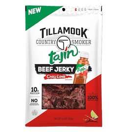 Tillamook Country Smoker Tajin Style Chili Lime Beef Jerky, Thin Sliced Meat Sticks, Low Carb, High Protein, Ready to Eat Keto Snacks, Savory and Tangy Flavor, On-the-Go Snack, 6.5 Ounce