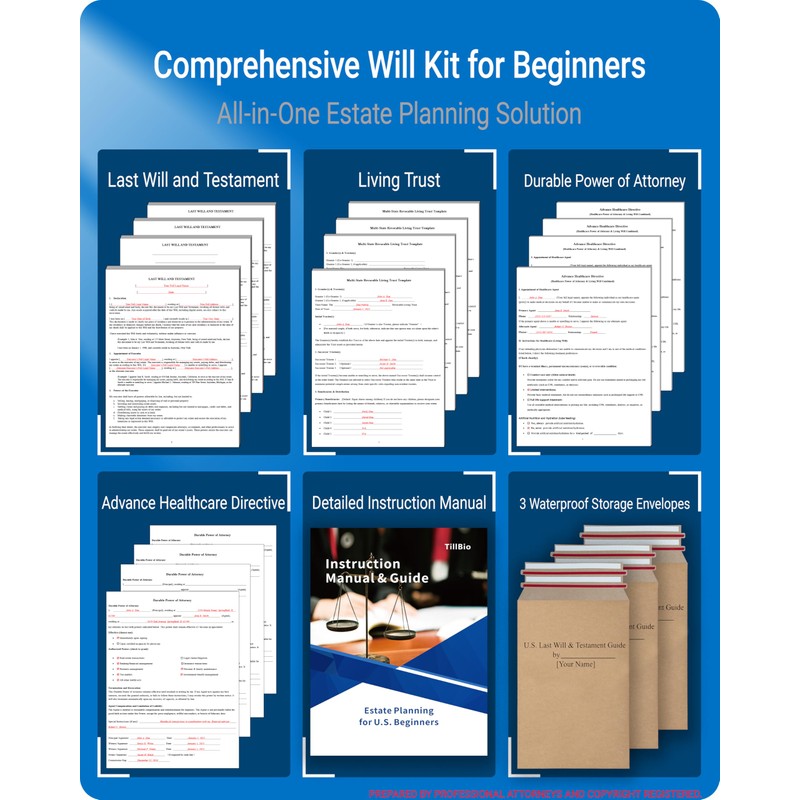 TillBio 2025 3-in-1 Estate Planning Kit – Includes Last Will,