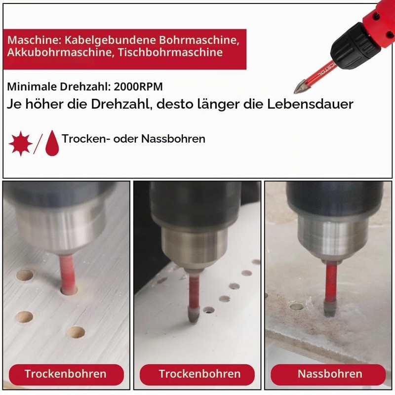 FOCSTOL Tile Drill Bit Set - 10 Pieces Carbide Drill