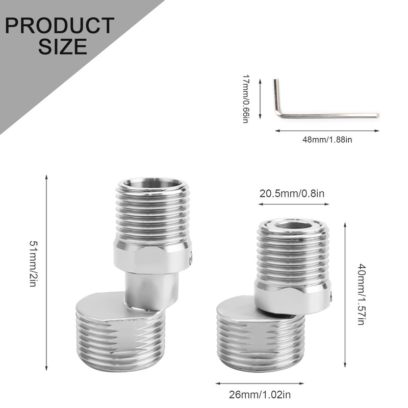 PARFCO S Connection Pack of 2 Shower Mixer Adapter, 360