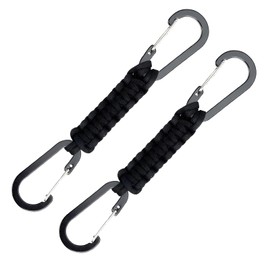 Paracord Keychain Carabiner with Double Hooks Hanger Stroller Hook for Camping, Water Bottle, Key, Backpacks, Outdoor Sport(Black)