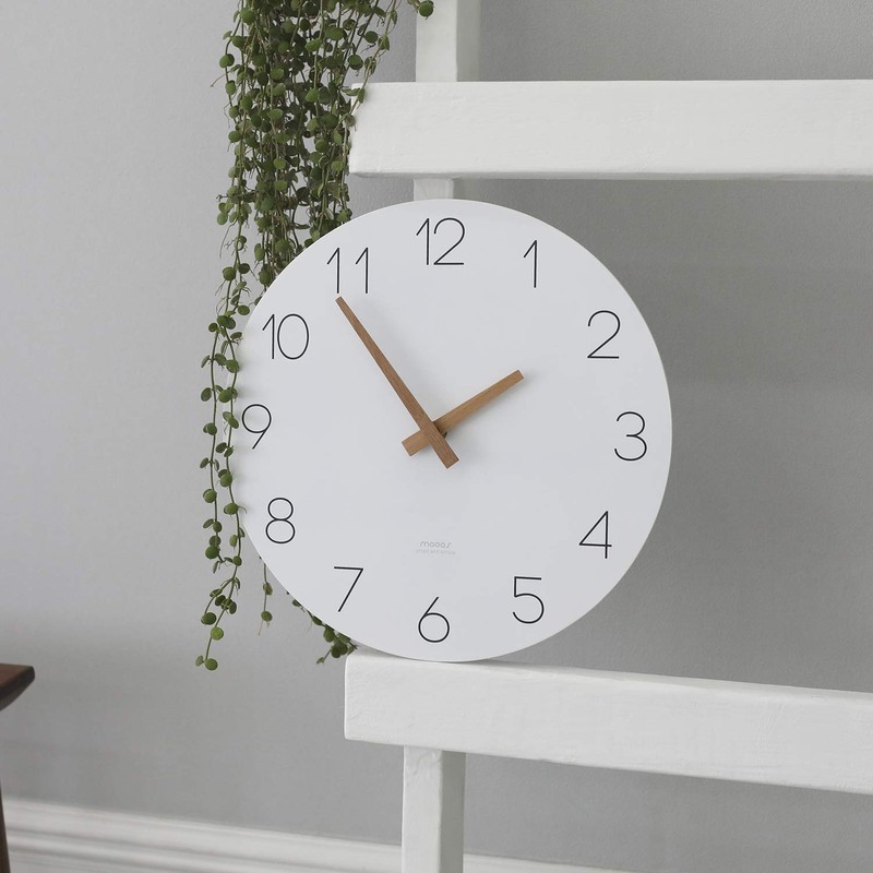 mooas Flatwood Wall Clock, Analog Wall Clock, Silent Non-Ticking 12