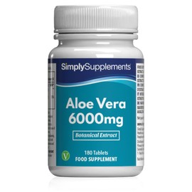 Aloe Vera 6000 mg – 180 Tablets – Suitable for Vegans – Supply for 3 Months – SimplySupplements