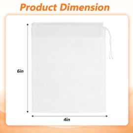 800 Pcs 4x6 Inch Disposable Tea Filter Bags with Drawstring, for Loose Leaf Tea, Cold Brew Coffee, Ice Teas, Spices, No Mess Home Brewing, White