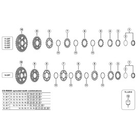 Shimano CS-R8000 Y1WG98020 Gear Unit (19-21T) for 11-30T Repair Parts