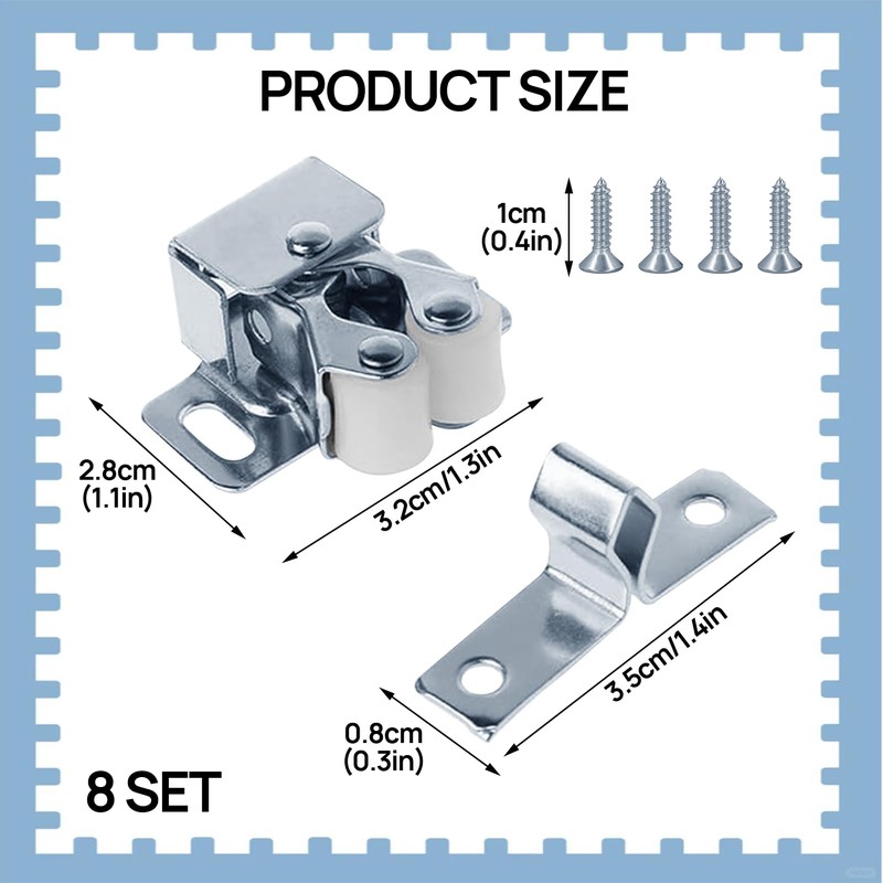 Girihe 8 PCS Cupboard Catch, Roller Catchh with Screw Cupboard