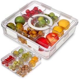 Noheiwur Snackle Box Container 12 Compartment,Divided Veggie Tray with Lid Airtight, Fridge Organizer, BPA-Free Food Storage Container Serving Tray for Snack, Fruit, Candy, Nuts