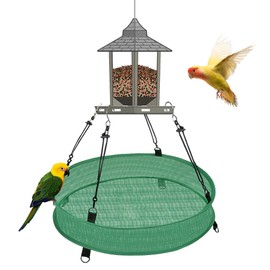 Bird Seed Catcher Trays – 20" Diameter x 4" High, Green Spill Guard Platform for Bird Feeders, Outdoor Feeder Accessory