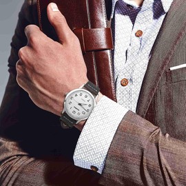 Ayadoo 22mm Italian Leather Watch Band, Vintage Hand Drip Wax, Dark Brown Watch Strap with Black Buckle