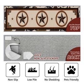 Yoozitrees Western Runner Rug 2x6, Texas Star Runner Rug, 2x6ft, Cowboy Cowhide Pattern Runners for Hallways, Vintage Southwest Farmhouse Runners Non Slip Soft Home Decor