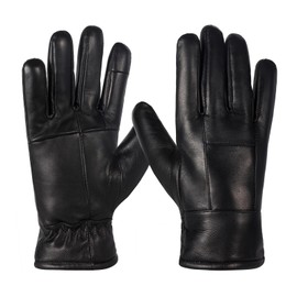 DOOWELL Winter Genuine Sheepskin Leather Gloves For Men,Black Touchscreen Glove,Driving Motorcycle Gloves with Warm Lining-2XL