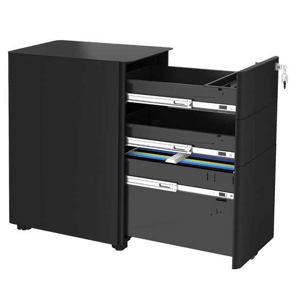 YITAHOME 3-Drawer Metal Filing Cabinet Office Drawers with Keys, Compact
