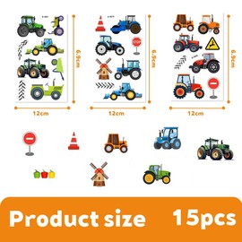 UYVPAER Tractor Tattoos for Children, 10 Sheets Farm Vehicle Children's Tattoos, Skin-Friendly Set, Temporary Tattoos for Sticking, Party Bags, Children's Birthday Gifts, Party Decoration