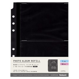 Nakabayashi cotto A-COPYR-101 Black Mat Photo Album Refill Mount 6 Holes Binder Type L KG 2 Tier Pocket Mat 5 Sheets Black