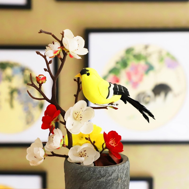 LWINGFLYER Artificial Birds Realistic 2 Pack Clip on Foam Feathered