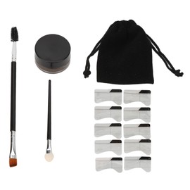 Brow Stamp Trio Kit Waterproof Long Lasting Silky Matte Makeup Eyebrow Eyeliner Stencil Kit with Brush Light Brown
