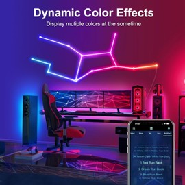 GUPUP Outdoor Gaming Lights,9.8 ft neon Light Strip,APP Controlled,Dramcolor,Water-Flow,Dynamic Color Changing Light,Flexible,Projective DIY,Gaming Room,Desk,Under Table