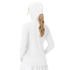 isnowood UPF 50+ Rash Guard for Women, SPF UV Sun Protection Long Sleeve Shirts, Lightweight Hiking Running Outdoor Workout Tops White