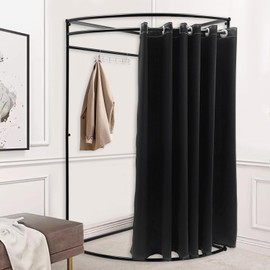 Fitting Room Clothing Store with Shading Curtain,Portable Dressing Room,100*100*200cm Temporary Mobile Privacy Protection Changing Room, Foldable Mall Simple Dressing Screen for Office Outdoor (Black)