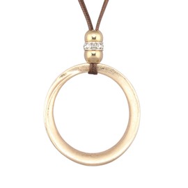 joymiao Funky Necklace for Women Brown Leather Choker Gold Circle Statement Bohemian Chunky Womens Long Necklaces Large Pendant Multi Layer Chain Boho Hippie Jewelry