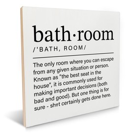 Bathroom Decor Bathroom Definition Wood Sign Bathroom Sayings Wood Plaque Tabletop Signs Decorative Desk Sign 6.2 X 6.2 Inches