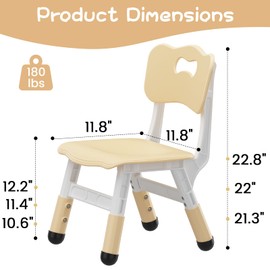 GAOMON Kids Chairs Set of 2, 3 Level Height Adjustable Kid Chair, Plastic Toddler Chairs for Children Boys Girls Age 2-6, Suitable for Home Family Classroom Nursery Indoor Use, Beige