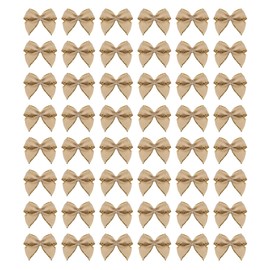 MECCANIXITY 80Pcs Mini Gold Edge Ribbon Bow 1" Fabric Satin Ribbon Bows for Craft DIY Hair Bow Sewing Wedding Birthday Party Brown