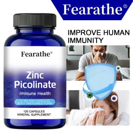 Fearathe Zinc Picolinate 22mg, Body Preferred Form - Gluten Free and Non-GMO 120 Capsules
